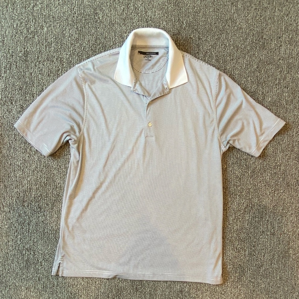 Greg Norman Collection Men’s White and Black Striped Polo Golf Shirt Size L